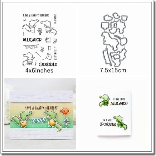 Cute Crocodile Animals Metal Cutting Dies&Stamp Sillicone Stencil Scrapbook Album Embossing For Paper Card Making Handcrafts