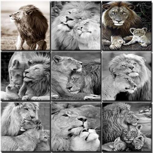Lions Paint By Number Animal For Adults Kit On Canvas With Frame Picture Coloring By Number Drawing Diy Home Decoration Art Gift