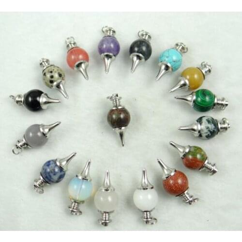 Natural Stone Quartz Crystal Turquoises aventurine Pendulum charm pendant for diy Jewelry making necklace Accessories wholesale