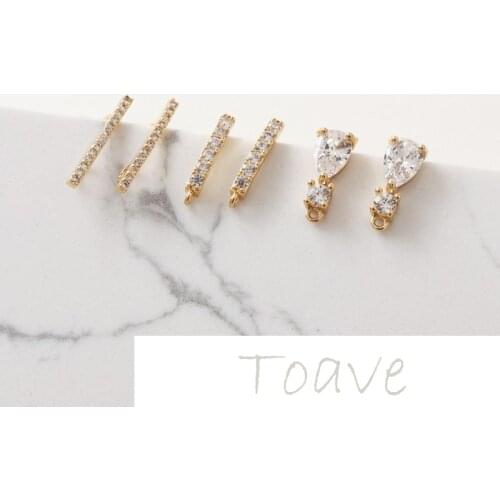 Gold-clad copper plated real gold, water drop inlaid zircon earrings diy earrings material accessories