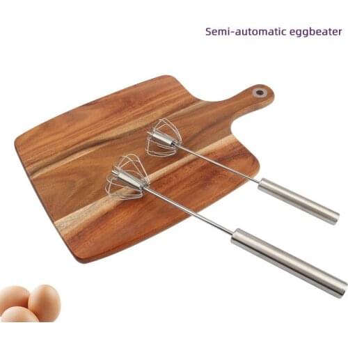 Semi-automatic Mixer Egg Beater Manual Self Turning Stainless Steel Whisk Hand Blender Egg Cream Stirring Kitchen Tools