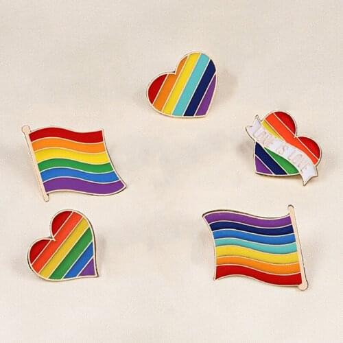 Hot Flag Rainbow Heart Brooch Peace and Love Enamel Pins Clothes Bag Lapel Pin Unisex Jewelry Accessories Gifts For Women Girls