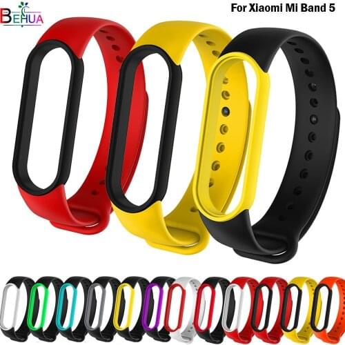 Strap Sport soft Silicone belt watchband Bracelet For Xiaomi Mi Band 5 smartwatch Double color Replacement TPU Fashion wristband