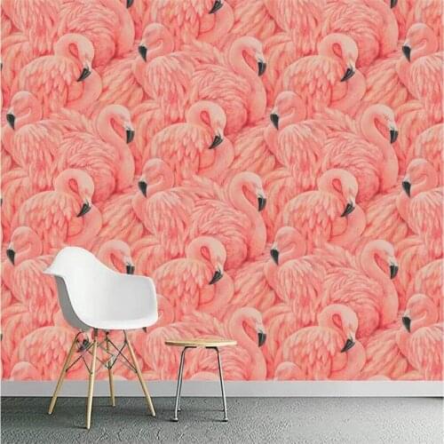 Hand painted red fire flamingo background large high-grade wall cloth manufacturers wholesale wallpaper mural photo wall