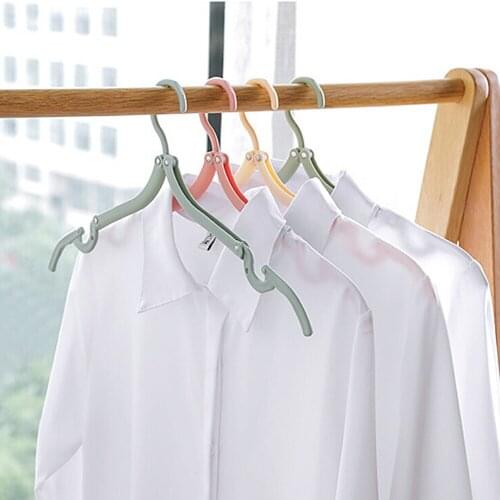 Foldable Plastic Clothes Holder Space Saving Clothing Coat Hanger Drying Rack Organization Home Storage 2Pcs/set Laundry Hanger