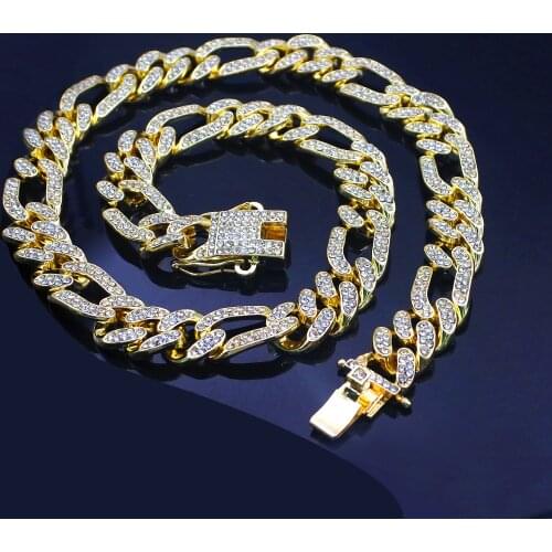 13MM Gold Silver Color Double safety buckle Cuban Link Chain Necklace Mens Hip Hop Rapper Choker Iced Out Bling Miami Jewelry