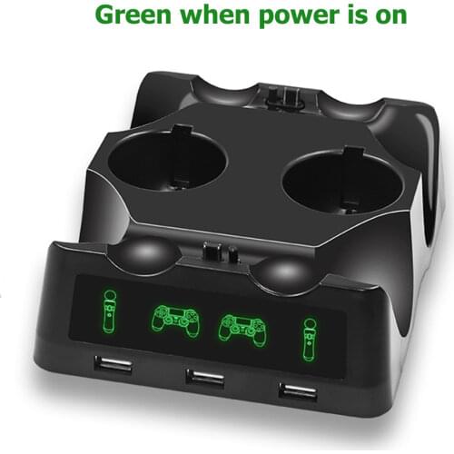 For PS4 Controller Charger Dock Station For PS MOVE Controllers For Playstation 4 PS4 PSVR VR Move Charging Stand 4 in 1