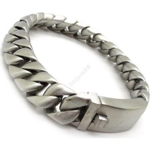 Factory Price 12mm Solid Sliver Wristband Charm Links Bracelet Bangle Chain 316L Stainless Steel Fashion Jewelry New Arrival