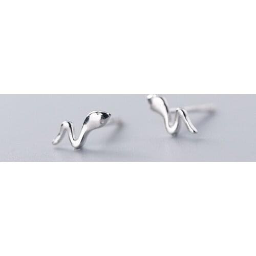 MloveAcc Mini Snake Stud Earrings 925 Sterling Silver Earrings for Women Korean Earrings Fashion Jewelry 2019