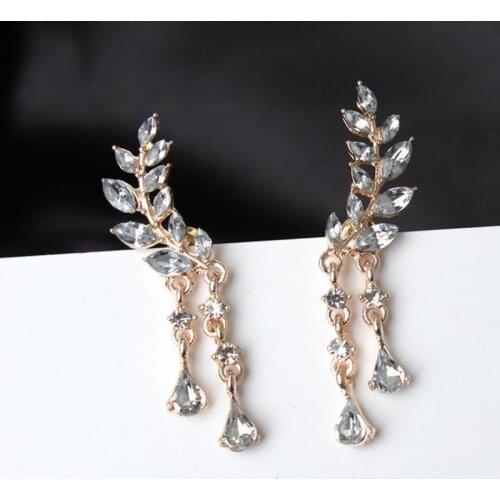 Korean Version Of Jewelry Earrings Women Leaves Fringed Ear Zircon Earrings Earrings For Women Brincos Wholesale
