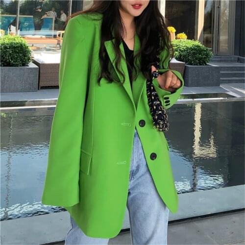 2021 Autumn Casual Blazer Women Notched Long Sleeve Solid Temperament Blazers Female Fashion New Loose Suit Jacket Ladies G1109