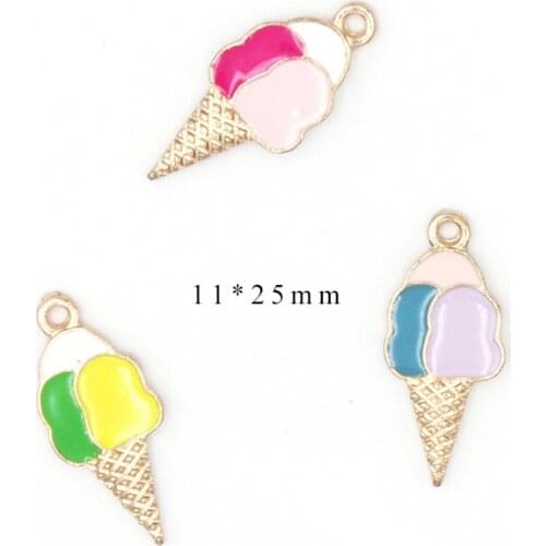 10pcs/Lot Cute Ice cream Diy Handmade Oil Enamel Charms Design for Jewelry Making Earring Bracelet or Necklace