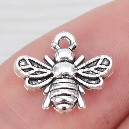 100 x Insects Bumble Bee Honeybee Charms Pendants Beads for DIY Bracelets Jewelry Making Findings 13x11mm