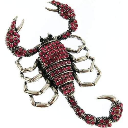 2018 new Tail can move of insect Anima Big scorpion brooch Metal inlay much Rose Pink rhinestone crystal vintage brooches