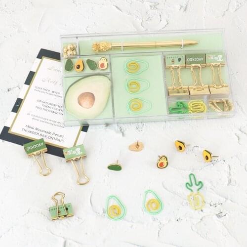 2021 Avocado Season Fruit Stationery set gift Stationery Paper clips binder clip pen for girls office & school supplies H0347