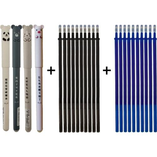24 pcs/lot Erasable Pen Set 0.5mm Blue Black Ink Writing Gel Pens Washable handle for School Office Stationery Supplies