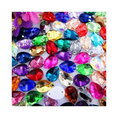 28 colors Factory sales DR shape Flatback High quality Glass sew on rhinestones, Diy Clothing accessories wedding decoration
