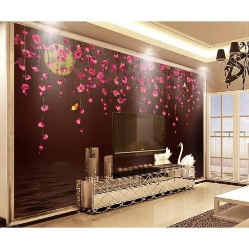 Beibehang 3d wallpaper romantic rose love floral TV background wall paper home decoration living room bedroom background murals