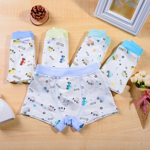 5pcs / Lot New Childrens Underwear Cartoon Car Baby Boxer Shorts Organic Cotton Shorts suit 2-10 years YFP64