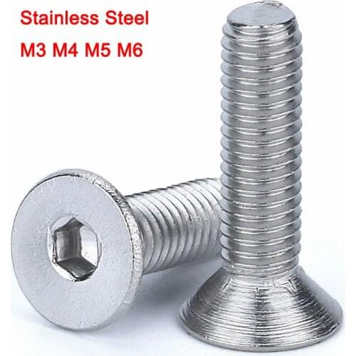 5Pcs 316 Stainless Steel DIN7991 Marine Grade Countersunk Head Allen Bolts Regular Length Flat Head Socket Cap Screw M3 M4 M5 M6