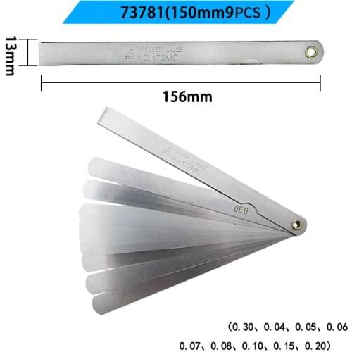 SHINWA Feeler gauge gap ruler stainless steel thick gauge thickness gauge high precision 0.02-1.0mm 150mm 9PCS