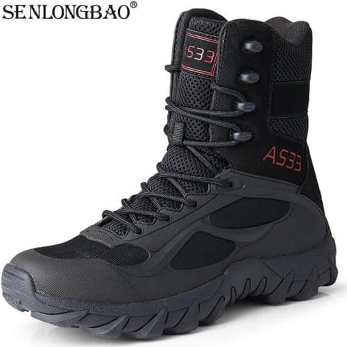 Brand Mens Military Boots Non-slip Men Ankle Boots Winter Waterproof Mens Boots Men Motorcycle Boots Outdoor Desert Boots