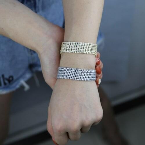 Full 5A CZ paved Tennis Chain Bracelet Iced Out Bling Gold Silver Color Bracelet Bangle For Women Punk Rock Jewelry Wholesale