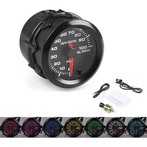 Dynoracing 2" 52mm 7 Colors changeful Backlight Oil Pressure Gauge High Speed Stepper Motor With Sensor Car Meter TT101491
