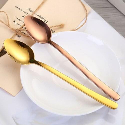Stainless Steel Childrens Spoon Ice Cream Coffee Fruit Spoon Colorful Metal Teaspoons Home Spoons Tableware Kitchen Accessories