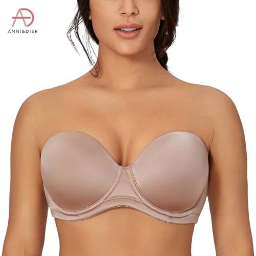 Womens Strapless Bra Plus Size Multiway Seamless Cup Underwire