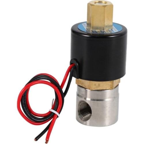 1PC 1/4" DN08 BSP AC220V DC12V DC24V Stainless Steel 304 Normally Open Electric Solenoid Valve N/O