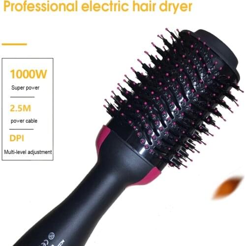 2 in 1 Hair Dryer Brush One Step Hot Air Brush Professional Volumizer Blow Straightener Curler Comb Roller Curling Iron Hair Sty