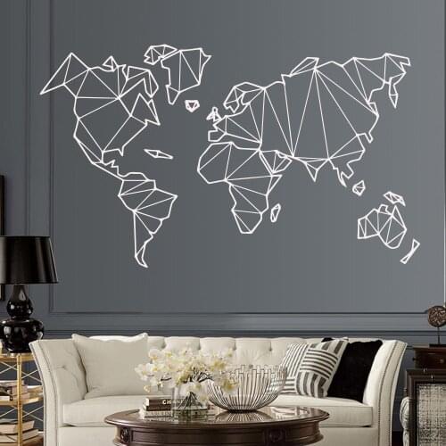 58cmX100cm Geometric World Map Wall Sticker Vinyl Mural Stickers Home Decoration Accessories Bedroom Decor Decals