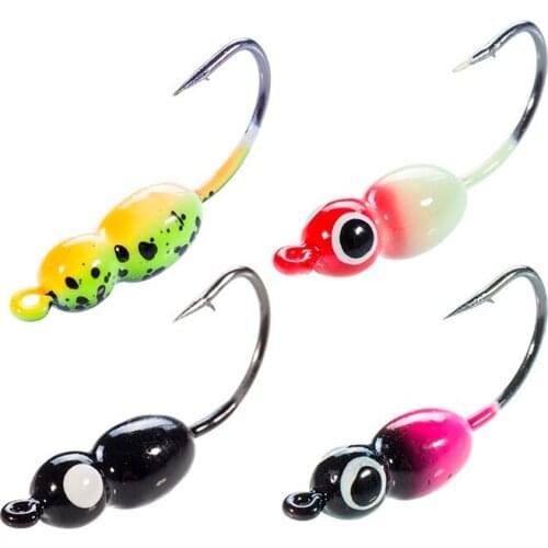HiUmi 4Pcs Gourd-shaped Ice fishing bait 2.5cm 2.5g Mini Metal Lead Hook Fish Jigging bait Crucian fish lure