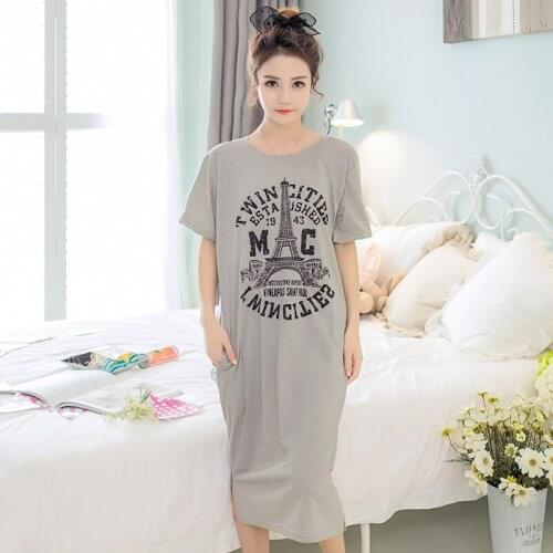 KISBINI Summer Women Night Gowns Trend Gray Loose Soft Nightgowns XXXL Nightdress For Women Cotton Sleepwear