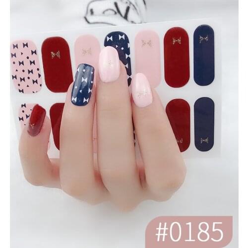 14 Tips/Sheet Solid And Patterned Nails Nail Decoration Nail Stickers Adhesive Nail Wraps DIY Nails Sticker Designer Nail Tape