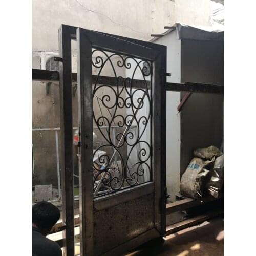 Hench wrought iron doors design dual panel glass delivery to Australia house hc-3