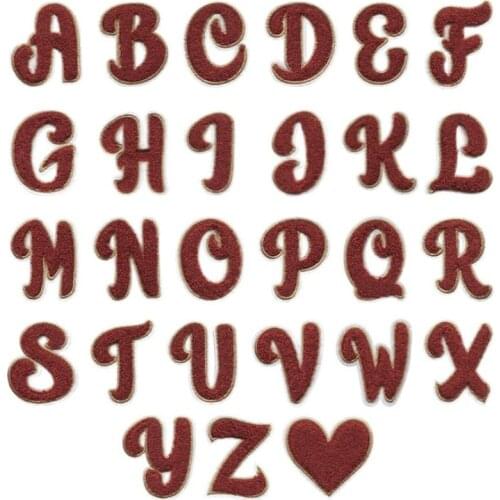 Red Towel Embroidered Letters Iron On Lovely Patch Alphabet Patches Kid Clothing Sticker Bags Diy Name Badge Applique Accessory