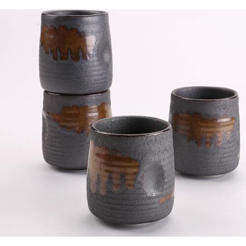 240ml Imitation Stoneware Rib Round Mouth Mug Creative Ceramic Tea Mug Coffee Cup