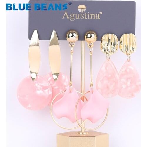 BLUE BEANS Set Earring For Women Drop Earrings Fashion Jewelry Long pink Earrings Set Girls acrylic Boho Girls Dangle Earring cc