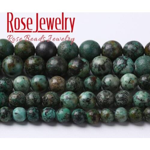Natural African Turquoises Beads Round Loose Stone Beads DIY Charms Bracelet Beads For Jewelry Making 4 6 8 10 12mm 15" Strand