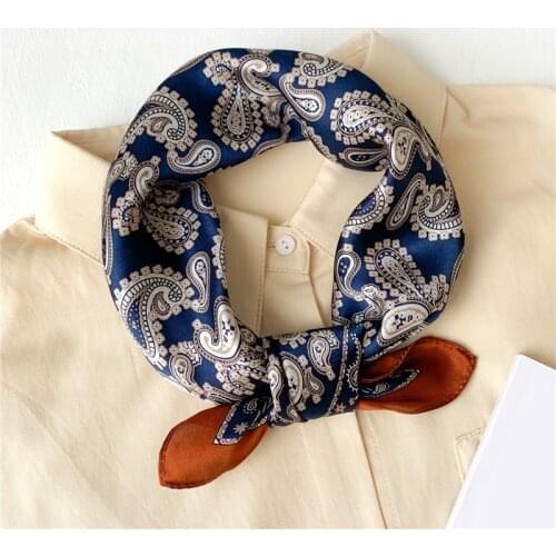2021 New Women Scarf Pure Silk Small Neck Hairband Design Print Foulard Female High Quality Neckerchief Bandana