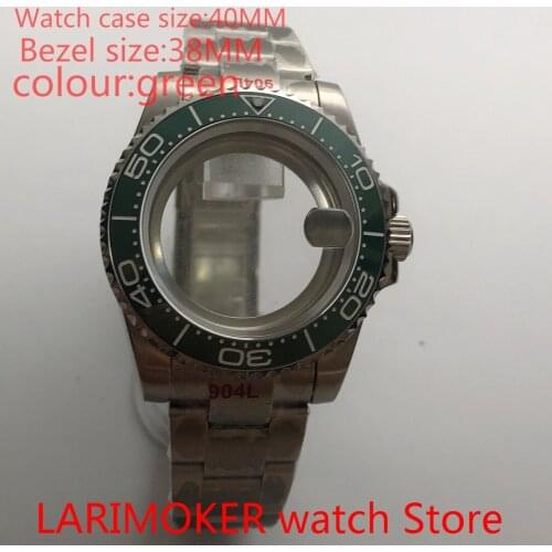 Suitable for NH35 NH36 Miyota8215 40mm sapphire glass 904L stainless steel case transparent back with rotating bezel green