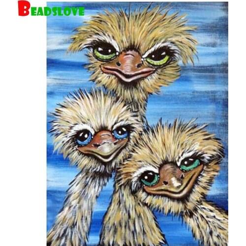 Ostrichs 5D Diy diamond painting full square,3 d Diamond Mosaic sale Rhinestone birds painting handworke Embroidery cross stitch