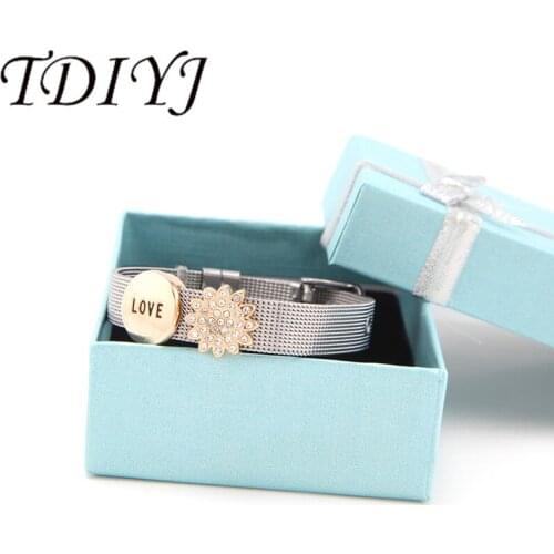 TDIYJ New Collection Love Charms Snowflake DIY Stainless Steel Charm Bracelet For Christmas Jewelry 1Set