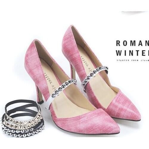 Punk Style Metallic Rivet Shoes Band Fashion Shoes Decoration