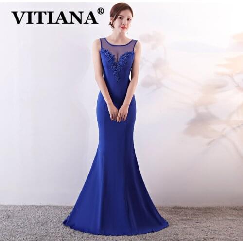 VITIANA Women Mesh Sexy Party Dress Female Elegant Sleeveless Bodycon Trumpet Dresses Femme Noble Banquet Host Night Vestidos