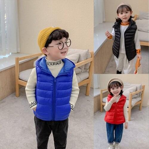 2019 new autumn winter boy jackets girls children vest Cotton Hooded style impression outerwear baby clothes promotion discount