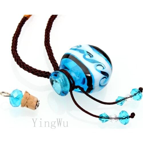 Yingwu 6pcs Perfume Bottle Lampwork Glass Pendant Necklace Essential Oil Bottle Charm Jewelry Decoration Girls Women Accessories