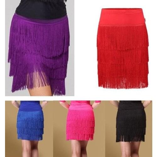 Adult Latin Dance Skirt Womens Large Size Fringed Latin Skirt for Girls Cha Cha Rumba Samba Fringe Sexy Dance Practice Clothing